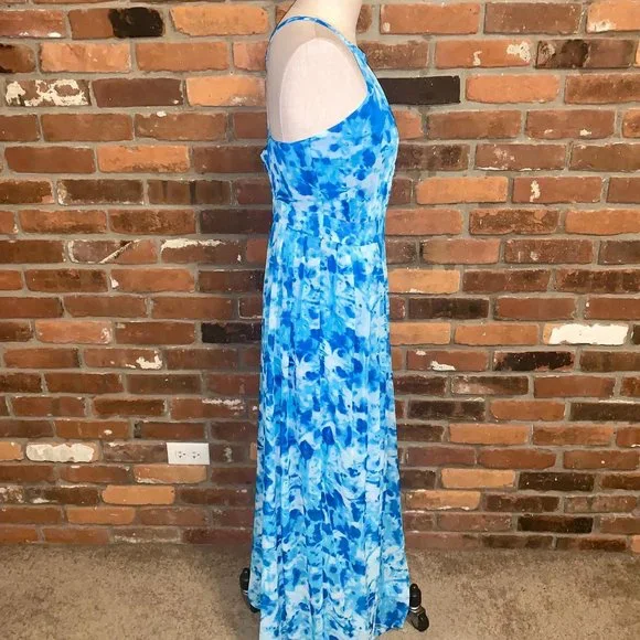 Calvin Klein Blue Floral Halter Maxi Dress 8 - Picture 4 of 7